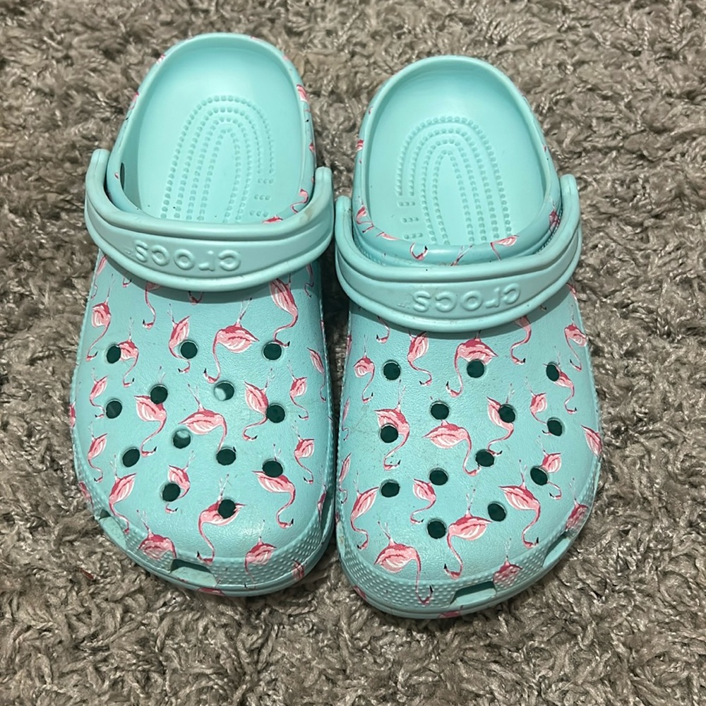 Blue Flamingo Crocs